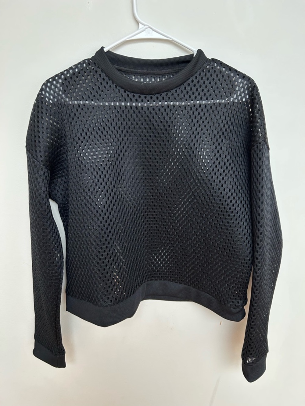 Black Mesh Long-Sleeve Women's Sweater